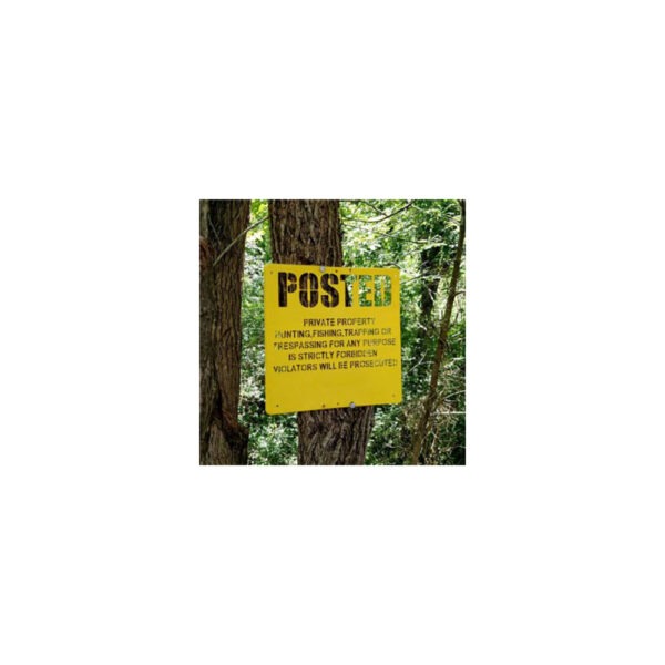 Yellow Extra Durable Polymer Posted Sign on Tree