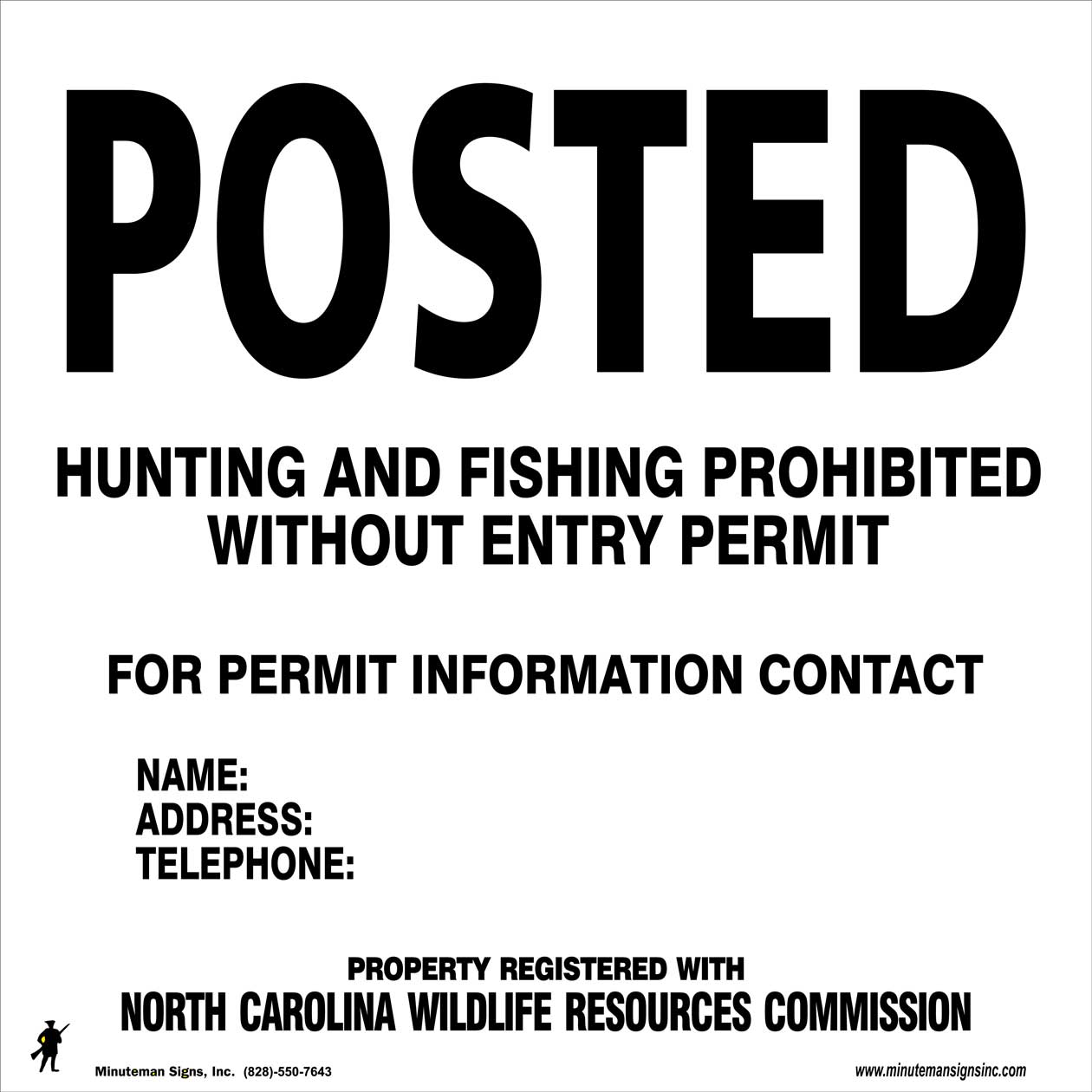 Posted Hunting, Fishing Prohibited Without Entry Permit NC Wildlife