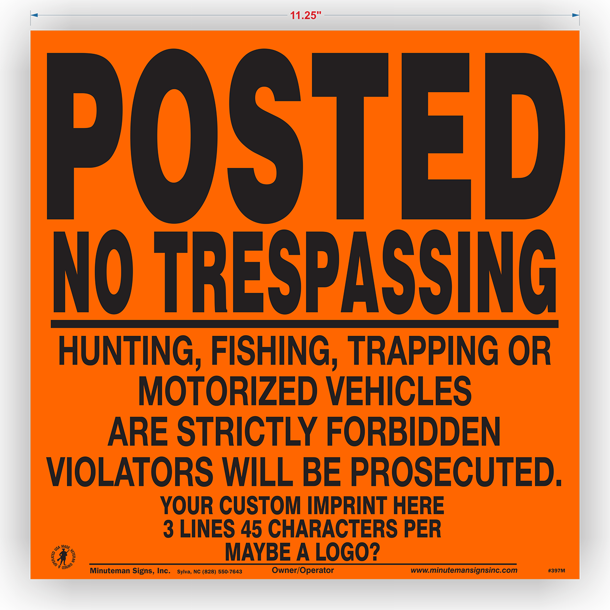 Posted No Trespassing Hunting Fishing Trapping Motorized Vehicles Sign  ALUMINUM Sign – No Trespassing Signs